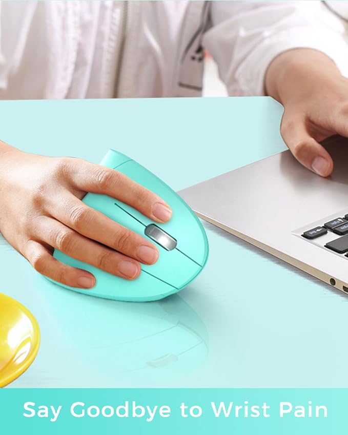 Lekvey Ergonomic Mouse, Vertical Wireless Mouse Rechargeable 2.4 GHz Optical Carpal Tunnel Mouse : 800/1200 / 1600 DPI, 6 Buttons, for Laptop, PC, Mac, Computer, Desktop, Notebook etc, Green