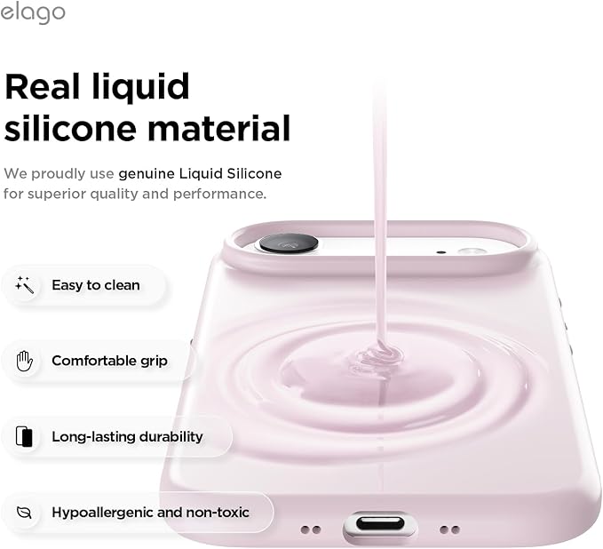 elago for iPhone Air Case, Premium Magnetic Silicone Case, Compatible with MagSafe, Liquid Silicone Material, Protective Cover, Shockproof, Slim Phone, 6.5 inch (Light Lilac)