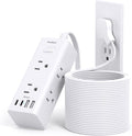 25Ft Extension Cord with Multiple Outlets, Flat Plug Power Strip Surge Protector with 20 Ft Long Cord, 6 Outlet 4 USB Ports (2 USB C), Multi Outlet Wall Plug for College, Dorm Room Essentials(White)