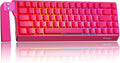 BlueFinger 60% Wireless Mechanical Gaming Keyboard, Bluetooth/2.4G/USB-C Hot Swappable RGB Backlit Keyboard with Side-Printed PBT Keycaps, for MAC Xbox PC PS5, Pink
