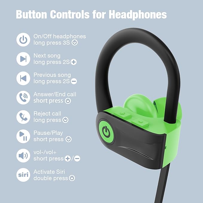 Boean Wireless Headphones Workout Headphones Bluetooth 5.3 with IPX7 Rating Workout Running Headphone with 16 Hours Bluetooth Earbuds for Man Women
