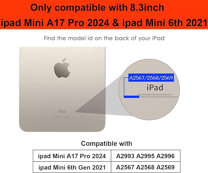 iPad mini 7 Case (A17 Pro) 2024, iPad mini 6 Case 2021, iPad mini 7th/6th Generation Case 8.3 Inch,Premium PU Leather Folio Stand Cover with Pencil Holder and Multi-Viewing Angles（Dark Blue）