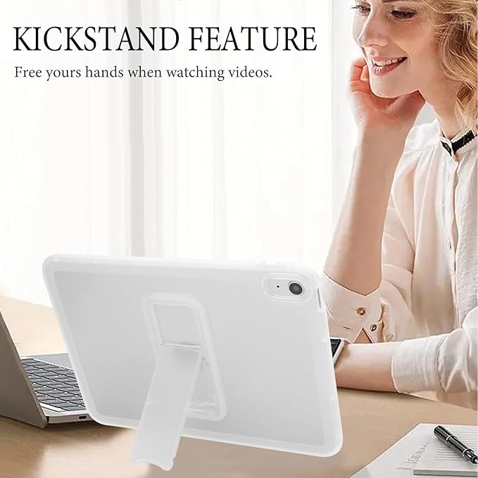 Slim Case for iPad (A16) 11th Generation 11 Inch 2025 / iPad 10th Generation 10.9 Inch 2022, Built-in Kickstand Non-Slip Shockproof Rugged Protective for iPad 11th 10th Gen, Clear