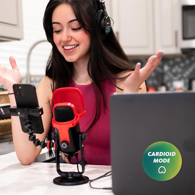 Joby Wavo POD USB Condenser PC Microphone for Streaming, Podcasting, Mute and Gain Controls, Live Monitoring, Plug & Play for PC and Mac, ASMR Microphone, Condenser Microphones