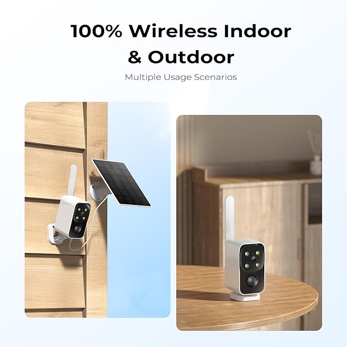 SEHMUA No WiFi Cellular Security Camera, Built-in 4G LTE SIM Card, 180° Pan, 2K Live Feed, Color Night Vision, Motion Detection, 2-Way Talk, Solar Camera for RVs/Camping/Travel & Indoor/Outdoor