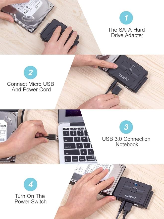 Alxum SATA IDE to USB C Hard Drive Adapter with Power,SATA Adapter External Hard Disk Reader for 2.5/3.5 inch IDE