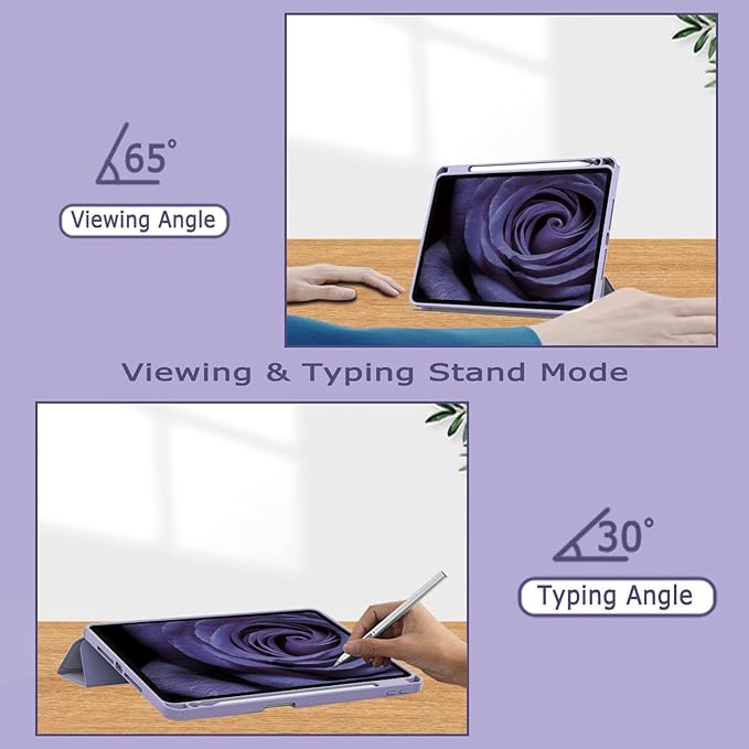 Case for iPad Pro 11 inch 4th / 3rd / 2nd Generation (2022/2021/ 2020), for iPad Pro 11 Case with Pencil Holder, Clear Back Cover for iPad Pro 11, Auto Sleep/Wake, Purple