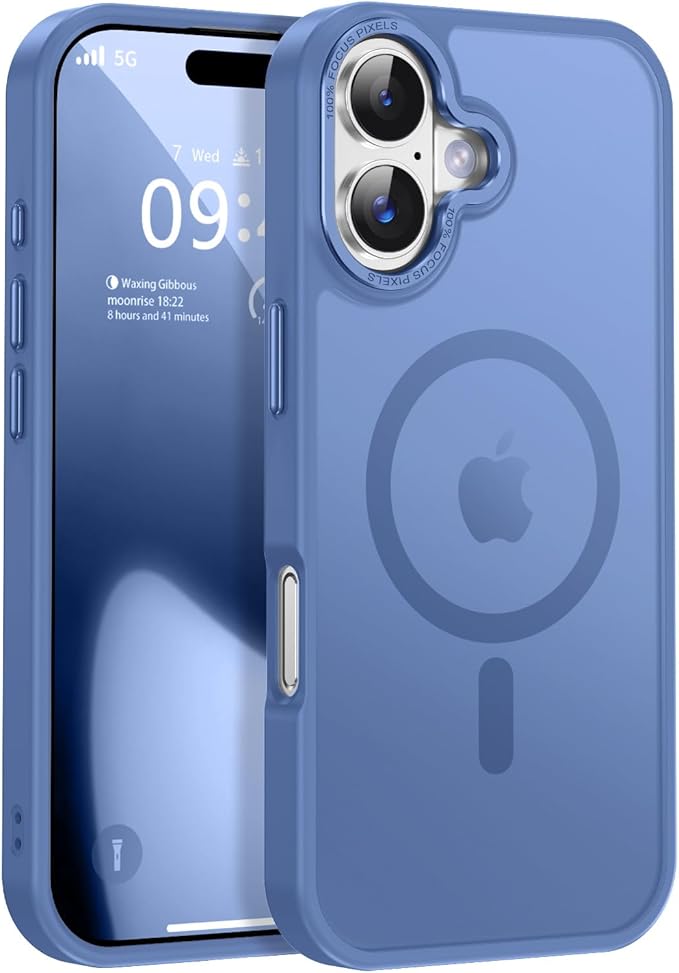 Newfuture Magnetic for iPhone 17 Case [Compatible with Magsafe] [Military Grade Drop Protection] Translucent Matte Anti-Scratch Shockproof Protective Phone Cover 6.3 Inch, Light Blue
