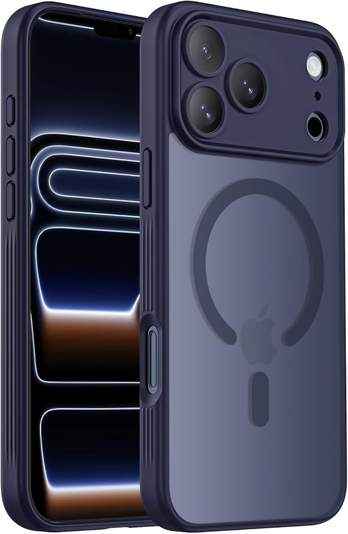 Symcele Designed for iPhone 17 Pro Case, Compatible with MagSafe, [Camera Protection] [15FT Military Drop Protection] Shockproof Translucent Matte Anti-Slip Phone Case, 6.3", Deep Blue