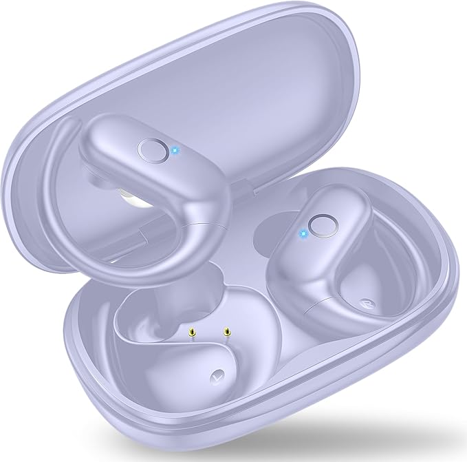 xiwxi Wireless Earbuds Bluetooth Headphones,Over Ear Buds for Sport with Deep Bass Sound,60Hrs Playtime Earphones Designed Comfort Fit with Earhooks for Running,Meeting,Workout-Purple