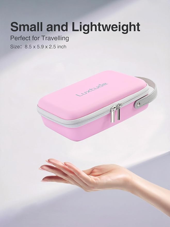 Luxtude Electronic Organizer Travel Case, Portable Tech Organizers, Hard Charger Organizer, Travel Cable Organizers, Tech Bag (Single-Layer, Pink, Small)