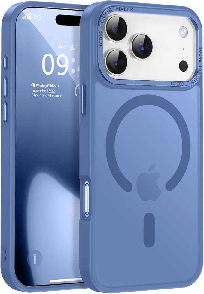 Newfuture Magnetic for iPhone 17 Pro Max Case [Compatible with Magsafe] [Military Grade Drop Protection] Translucent Matte Anti-Scratch Shockproof Protective Phone Cover 6.9 Inch, Light Blue