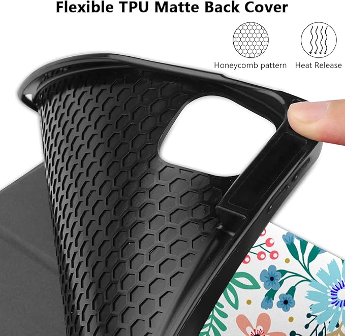 DONGKE Case for iPad Pro 12.9 inch 6th Generation 2022, Built-in Pencil Holder + Trifold Stand + Auto Wake/Sleep + Protective Cover for iPad Pro 12.9 5th/4th/3rd Gen - Flower