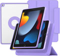 ZENLU iPad 9th 8th 7th Generation Magnetic Case with Removable Folio Cover, Premium Semi-Silicone Leather, Vertical Stand, Clear Back, Smart Sleep/Wake, Full Protective Case for 10.2" iPad (Purple)
