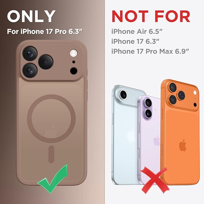 CAPRARO Magnetic for iPhone 17 Pro Case, Upgraded [Full Camera Protection] [Compatible with MagSafe] Protective Translucent Matte Women Girl Phone Case Cover, Brown