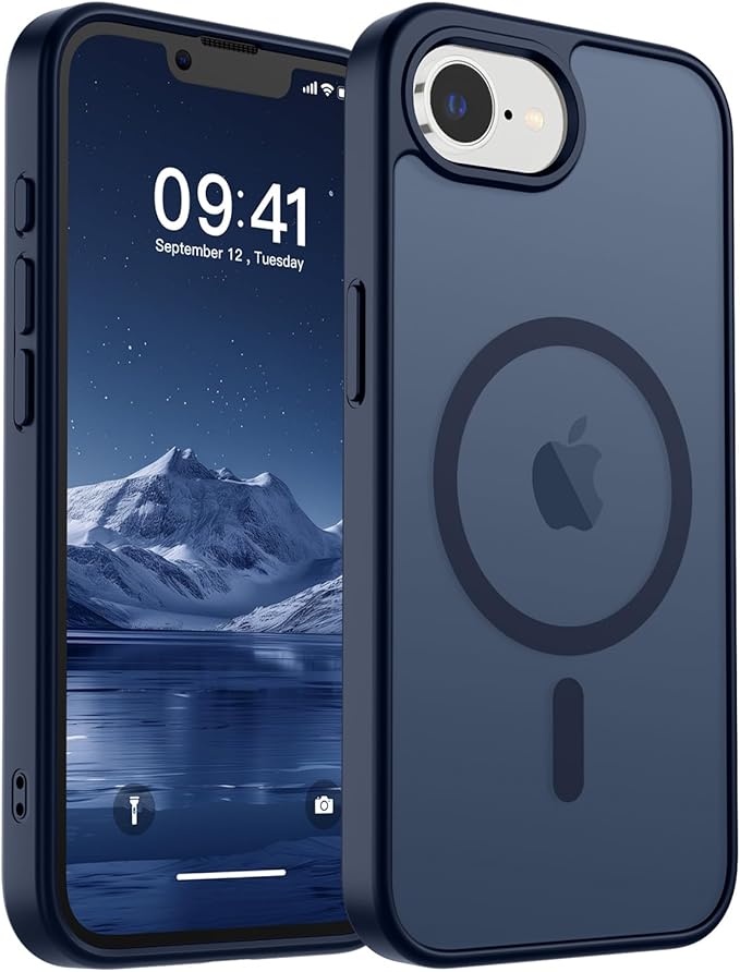 SUPFINE Magnetic for iPhone 17e Case/iPhone 16e Case (Compatible with MagSafe) (Military Grade Drop Protection) Translucent Matte Shockproof Phone Cover,Dark Blue