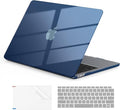 EooCoo Hard Case Compatible with MacBook Air 13.3 inch M1 Chip 2021-2018 with Retina Display, Air 13.3 inch Plastic Protective Case + Transparant Keyboard Cover + Screen Protector, Crystal Midnight