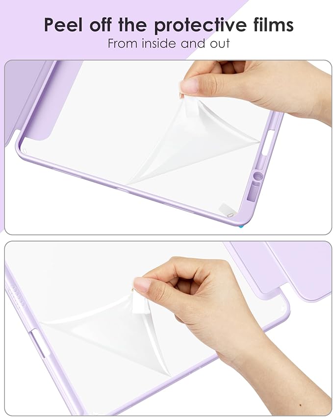 VIKESI Case for iPad Pro 12.9 6th/5th/4th/3rd Generation 2022/2021/2020/2018,TPU Shockproof Frame,Built-in Pencil Holder,Auto Sleep/Wake - Light Purple