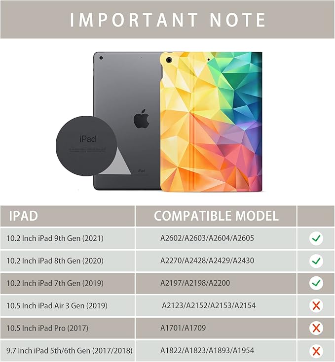 iPad 9th Generation Case, iPad 8th/7th Generation Case, iPad Case 9th Generation,iPad 10.2 Case Multi-Angle Adjust Stand Auto WakeSleep,Gradient Triangle