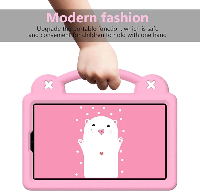 AKABEILA Compatible with Xiaomi Redmi Pad SE 8.7 4G 2024 Tablet Case, Lightweight Shockproof Protective Case with Shoulder Strap & Stand Handle & Pen Tray Pink