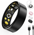 Smart Ring for Women Men, Health Tracker with Heart Rate, Blood Oxygen, Blood Pressure, Sleep Monitor, Step Counting, IP68 Waterproof Fitness Ring, No App Fees for iPhone & Android (Black, 7#)