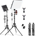 2-Pack LED Video Light Panel, 2700K-7500K Bi-Color Dimmable Photography Lighting Kit with 60" Tripod Stands & Phone Holders, CRI 95+ Studio Lights for Streaming, YouTube, TikTok, Zoom