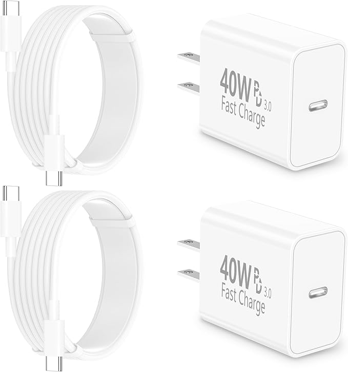 [Apple MFi Certified] iPhone 17 16 Charger Fast Charging, Stuffcool 4Pack 40W USB C Charger Dynamic Power Adapter Type C Wall Chargers + 6FT Type C Cable for iPhone 17/17 Pro/17 Pro Max/16 Pro/15/iPad