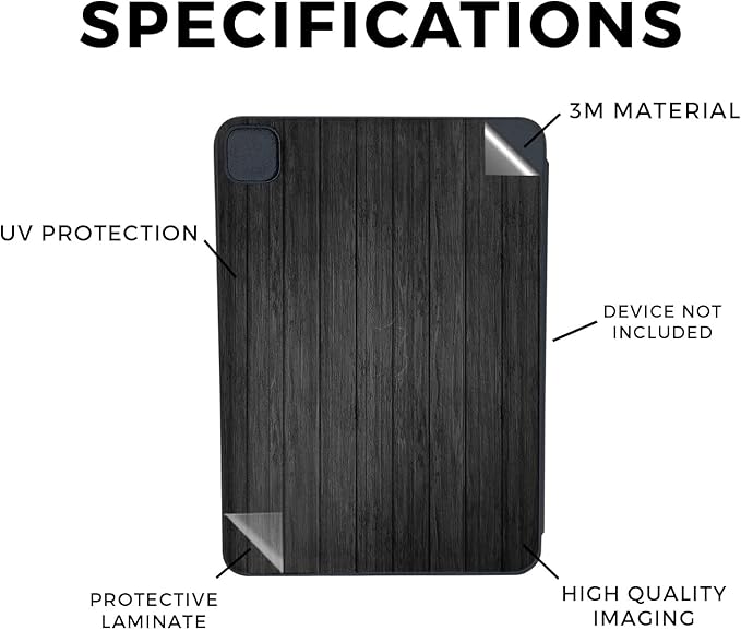 Skin Compatible with Apple Smart Folio for iPad Pro 11-inch (M4/M5) 2025 - Black Wood - Premium 3M Vinyl Protective Wrap Decal Cover | Crafted in The USA by MightySkins