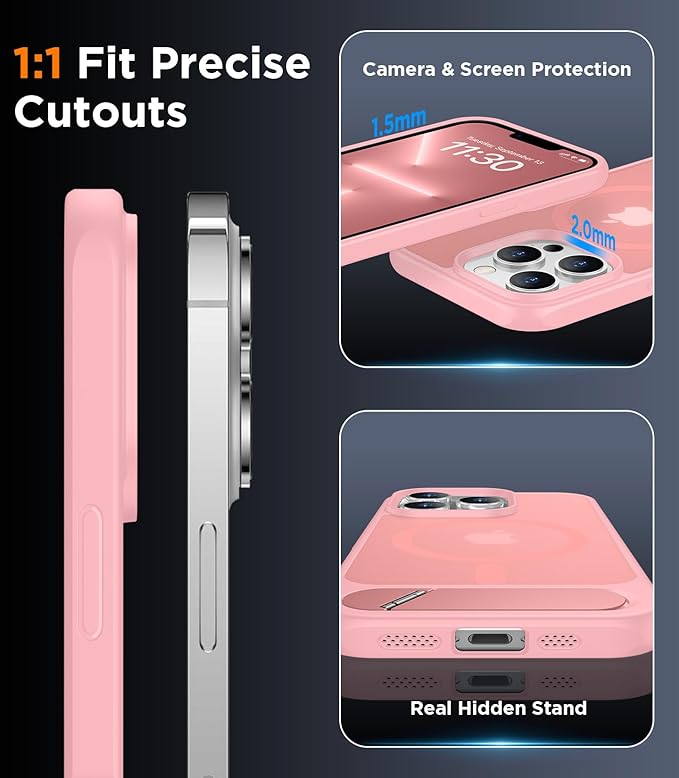 Magnetic Compatible with iPhone 13 Pro Max Case, [Built-in Invisible Kickstand][Compatible with MagSafe][Military Grade Shockproof] Slim Translucent Matte Phone Case for iPhone 13 Pro Max 6.7"
