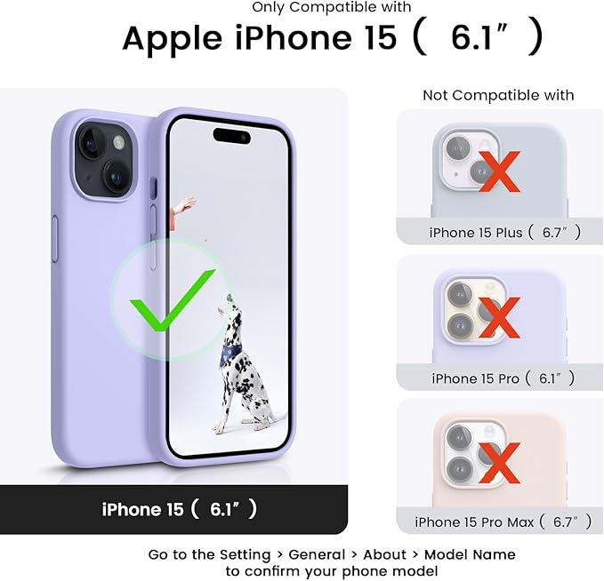 OTOFLY Compatible with iPhone 15 Case, Silicone Shockproof Slim Thin Phone Case for iPhone 15 (6.1 inch),(Light Purple)
