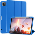 Cases for iPad Pro 12.9 Case 6th/5th/4th Generation (2022/2021/2020) with Pencil Holder [Apple Pencil Wireless Charging] Soft TPU Smart Tri-fold Stand Protective Cover(Blue)