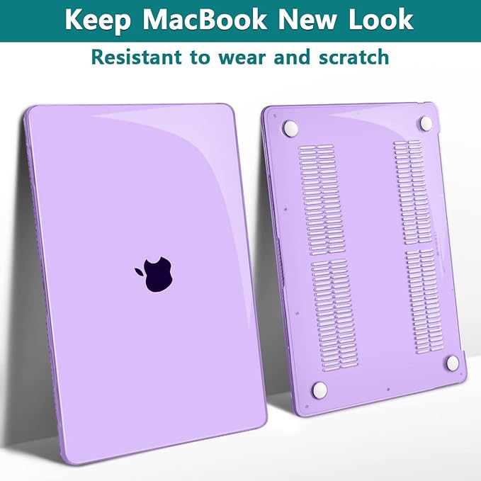 Teryeefi Compatible with MacBook Pro 13 inch Case 22016-2022 Release Model A2338 M1 M2A2251 A2289 A2159 A1989 A1706, Plastic Hard Shell with Keyboard Cover, Crystal Purple