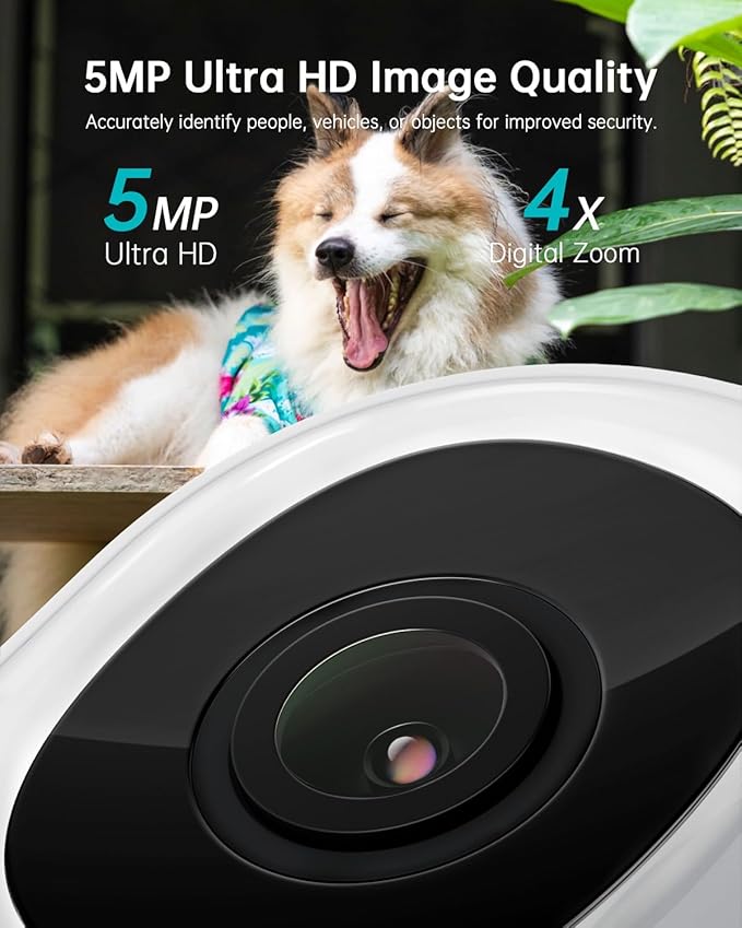ZUMIMALL 2K Wired Outdoor Camera, 2.4G/5G WiFi Security Camera, 3MP, 24/7 Recording, AI Motion Detection, Cloud & SD Card Storage, 2-Way Audio, 360° PTZ Auto Tracking, Work with Alexa, IP66-2-Pack
