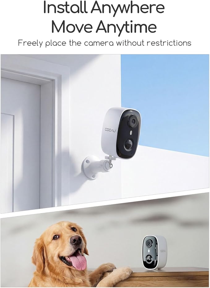 COOAU 4MP Security Cameras Wireless Outdoor, Faster Charging Solar Powered, Sharper-Image Outdoor Camera Wireless,No Subscription,PIR Detection,Surveillance System for Wide-Area Whole-House Coverage