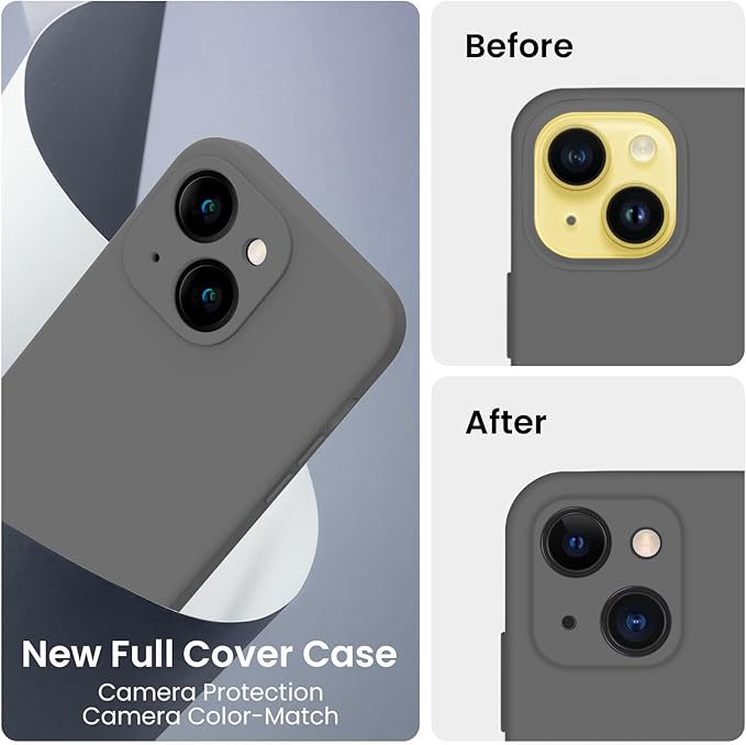 FireNova Designed for iPhone 14 Case, Silicone Upgraded [Camera Protection] Phone Case, Soft Anti-Scratch Microfiber Lining Inside, 6.1 inch, Space Gray