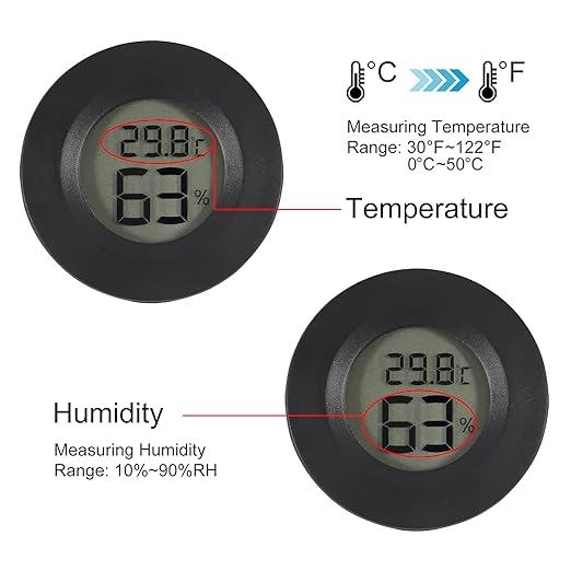 2PCS Mini Hygrometer Thermometer Electronic Digital Humidity Meter Gauge Monitor LCD Display Indoor Temperature Sensor with Fahrenheit Celsius