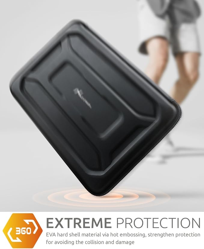 360° Protective Laptop Sleeve for 13-inch MacBook Air M2/A2681 M1/A2337 2018-2022, MacBook Pro M2/A2686 M1/A2338 2016-2022, Water-Resistant Case for 12.9 iPad Pro 6th/5th/4th/3rd Gen, Black