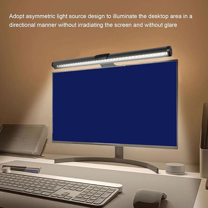 PUSOKEI Monitor Light Bar with 3 Color Temperatures Eye Care Screen Lamp with Memory Dimming, Asymmetric Lighting Design USB Powered Desk Lamp for Computer Monitor Home Office