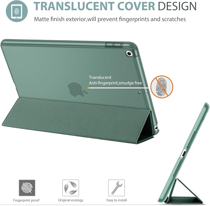 ProCase Smart Case for iPad 9.7 Inch iPad 6th/5th Generation 2018 2017(Model: A1893 A1954 A1822 A1823), Ultra Slim Lightweight Stand Cover with Translucent Frosted Back -Mgreen