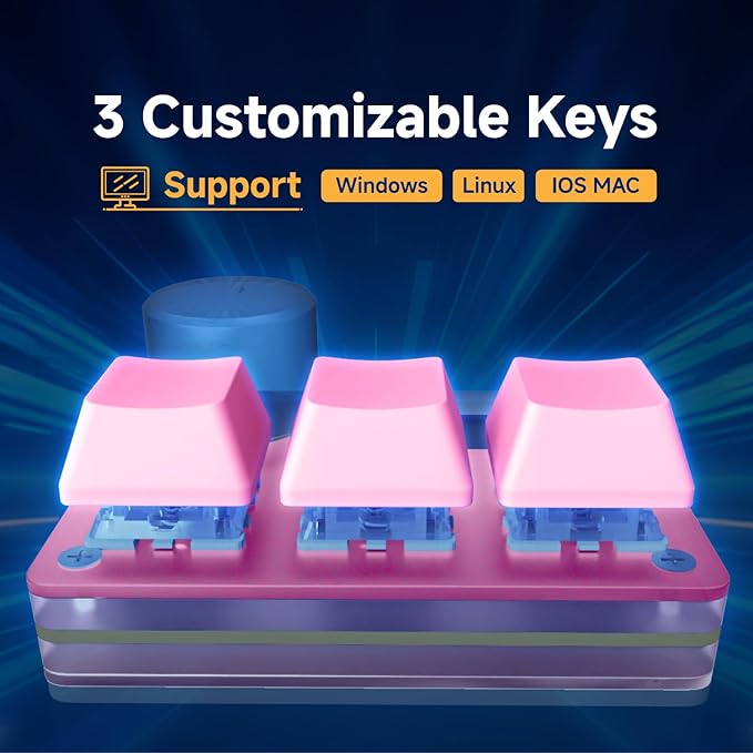 O3C Rapid Trigger Hall Effect Keyboard Suitable for OSU and Geometry Dash Rhythm Game Macro Keypad with Magnetic Linear Switches (Pink, Gateron Jade Pro Green Switch)