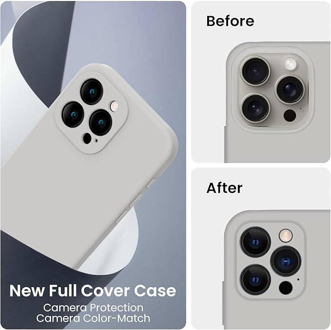 FireNova Designed for iPhone 16 Pro Max Case, Silicone Upgraded [Camera Protection] Phone Case, Soft Anti-Scratch Microfiber Lining Inside, 2024, Natural Titanium