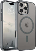 SUPFINE Magnetic for iPhone 16 Pro Max Case (Compatible with MagSafe) (Military Grade Drop Protection) Slim Translucent Matte Shockproof with Anti-Fingerprint Phone Case,Gray