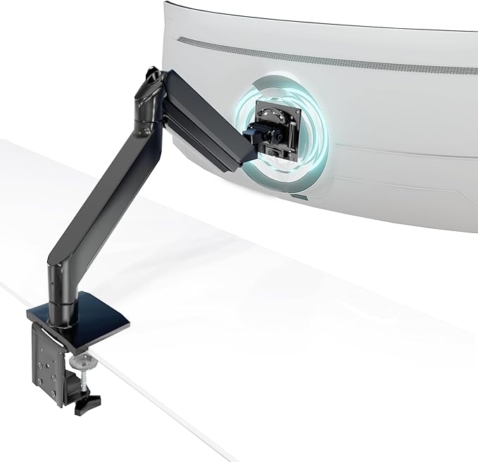 Mount-It! Heavy Duty Monitor Arm for 49”, 57" & Ultrawide Monitors, Full Motion Gas Spring | Holds 55 lbs | Tilt, Swivel & Rotate | VESA 75 & 100 | Clamp & Grommet Base | Fits Samsung Odyssey G9