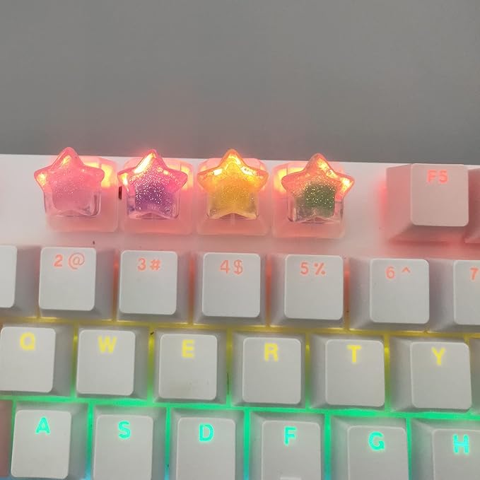 4 Keys Colorful Stars keycaps for Cherry Mx Switch Mechanical Keyboard Gaming Decoration Custom Backlit Key Caps Gift OEM