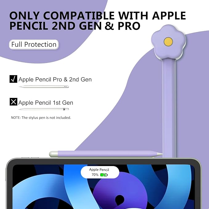 Silicone Case Compatible with Apple Pencil 2nd Generation, Pro - Cute Protective Cover Compatible with Apple Pen 2, Pencil Sleeve for ipad Pencil 2nd Gen, Shockproof Skin for iPad Pen (Purple)
