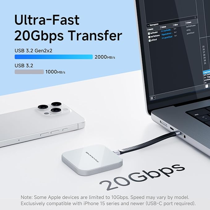 2TB Magnetic External SSD,2000MB/s Type-C USB 3.2 Gen 2x2 Portable SSD,Ultra-Slim External Hard Drive,4K ProRes Recording & Store,External Solid State Drive for iPhone15/16/17/Android/PC/Mac -PS2005