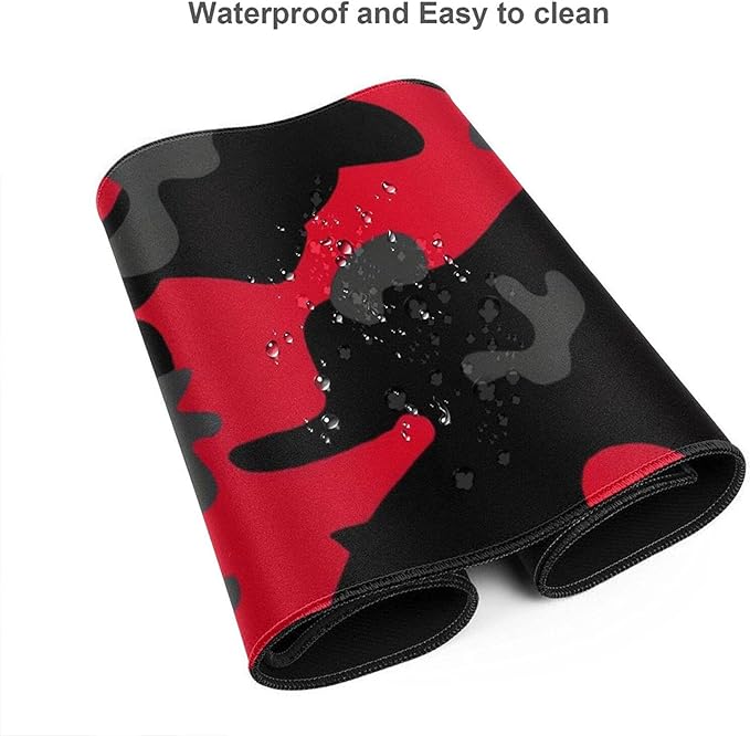 Red and Black Camo Camouflage Gaming Mouse Pad Large XL Long Extended Pads Big Mousepad Keyboard Mouse Mat Desk Pad Home Office Decor Accessories for Computer Pc Laptop