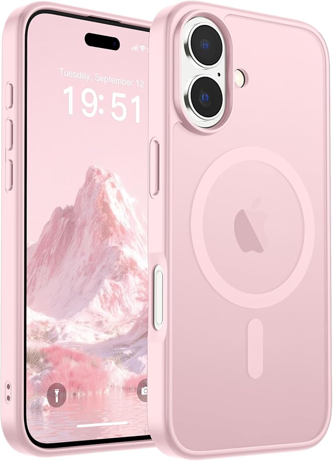 SUPFINE Magnetic for iPhone 17 Case (Compatible with MagSafe)(Military Grade Drop Protection) Translucent Matte Shockproof with Anti-Fingerprint Phone Cover,Light Pink