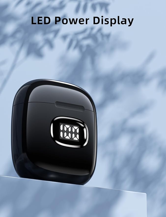 Bluetooth Headphones True Wireless Earbuds, LED Power Display All Day Playback HiFi Stereo Earphones with Mic for Samsung Galaxy S26 S25 Ultra S24 S23 Comfort Fit Sports Ear Buds for iPhone 17 Pro Max