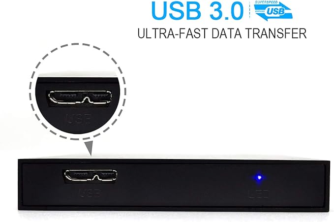 HWAYO 2.5'' 250GB Ultra Slim Portable External Hard Drive USB3.0 HDD Storage for PC, Laptop, Xbox One Consle (Black)